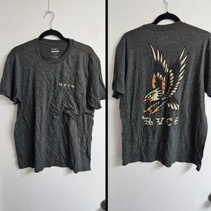 RVCA Charcoal Graphic Tee with Eagle Design Size L
